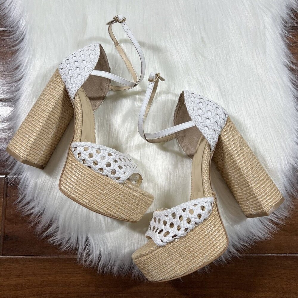 Jessica Simpson White and Tan Platform Shoes